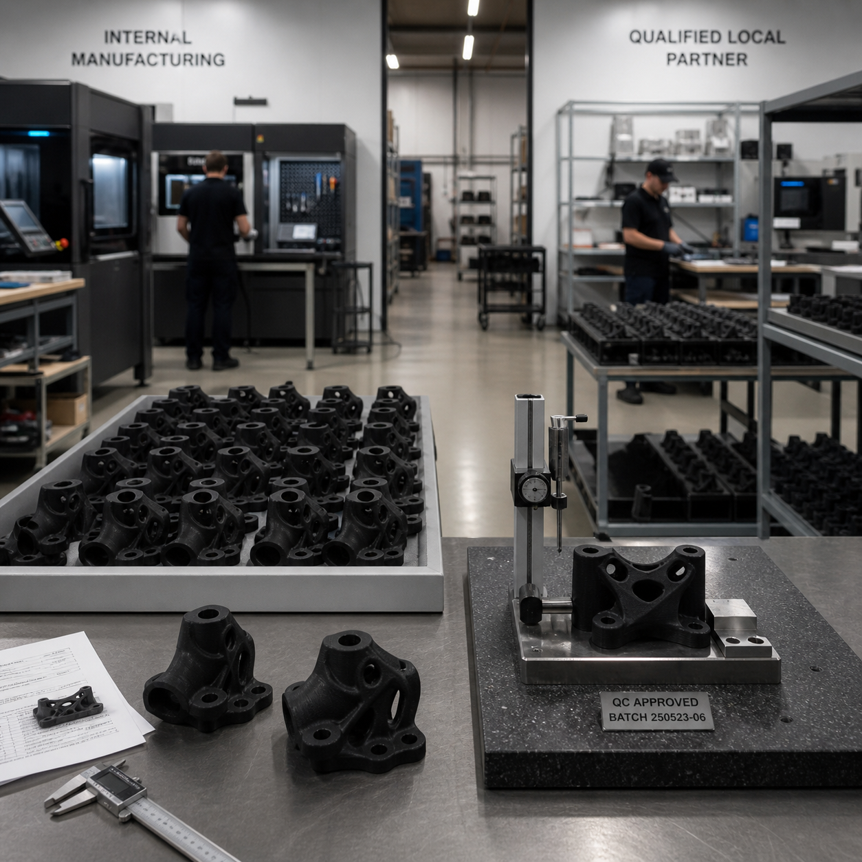 Qualified local production environment with inspected industrial parts