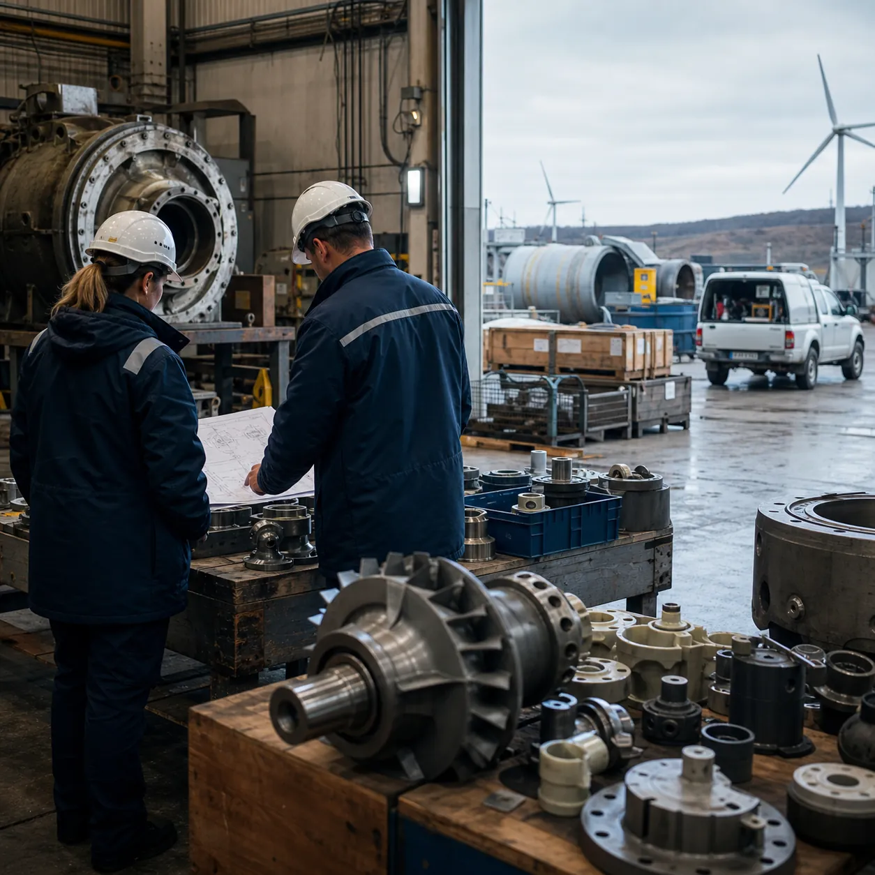 Energy equipment spare parts workflow with governed digital records, readiness status, and controlled production routes.