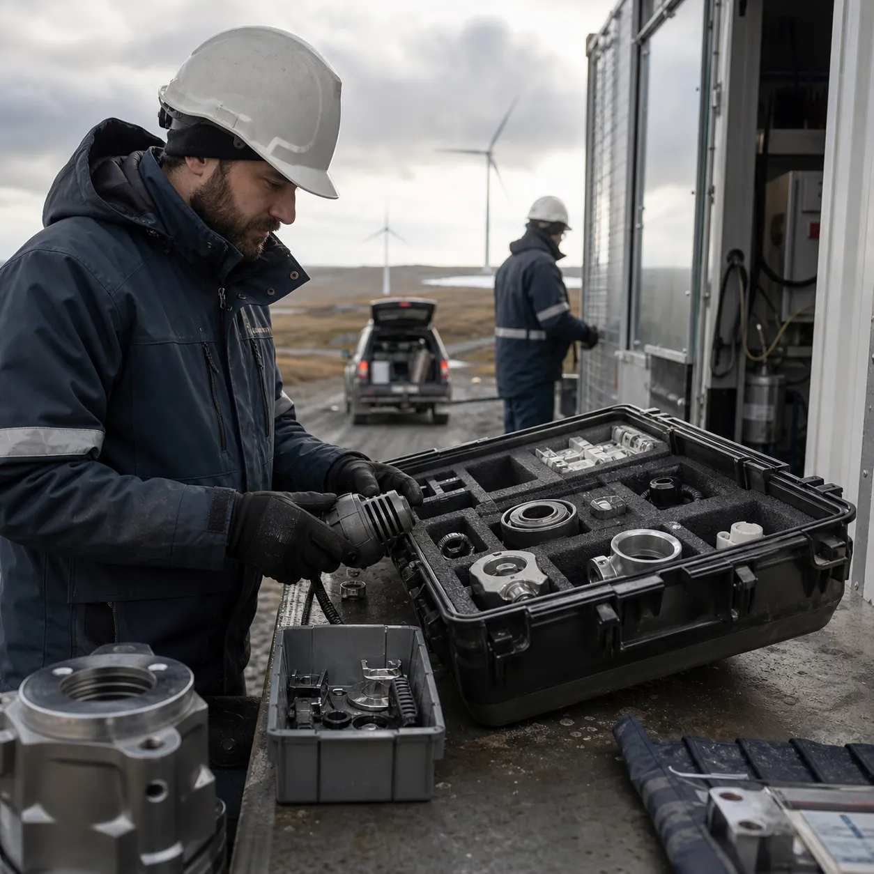 Technician assembling a critical spare kit before a planned maintenance window
