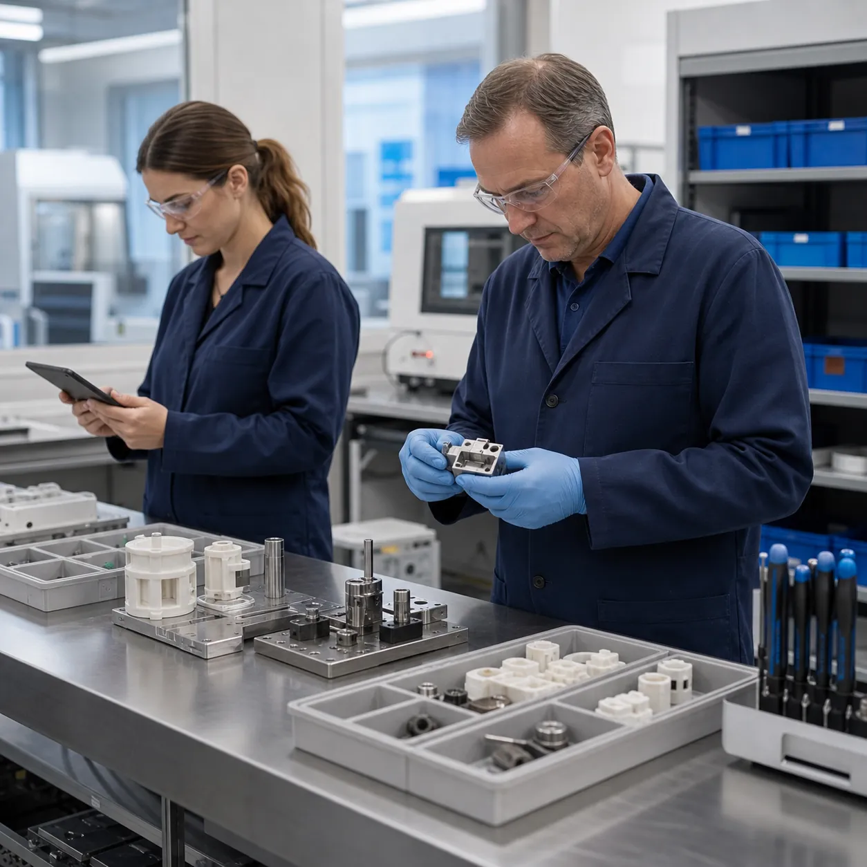 Workflow dispositifs médicaux montrant dossiers pièces gouvernés, fichiers sécurisés, qualité et traçabilité.